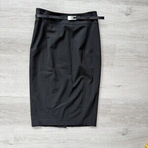Mexx Pencil Skirt Black with Belt Women's Size 4 Pleated Workwear Office NWT